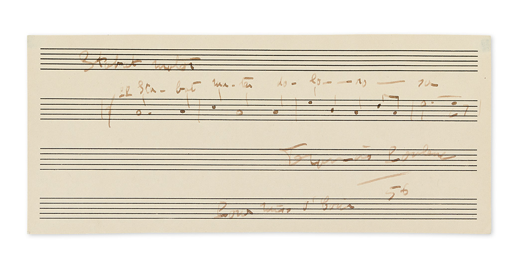 POULENC, FRANCIS. Autograph Musical Quotation, Signed and Inscribed, For Miss de Boni,